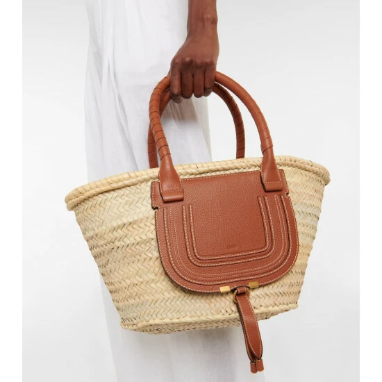Chloé Marcie Medium Raffia Basket Bag