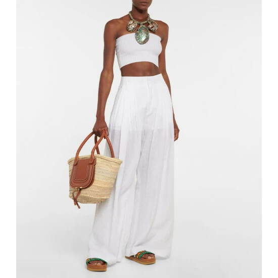 Chloé Marcie Medium Raffia Basket Bag - Image 4