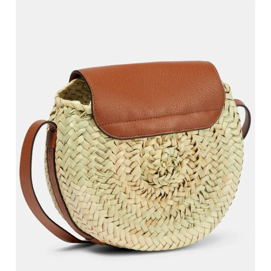 Chloé Marcie Leather-trimmed Raffia Shoulder Bag - Image 3