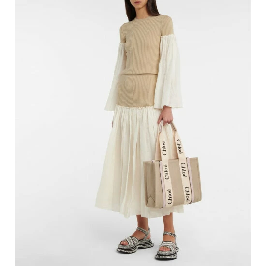 Chloé Woody Small Canvas Tote Bag - Image 4